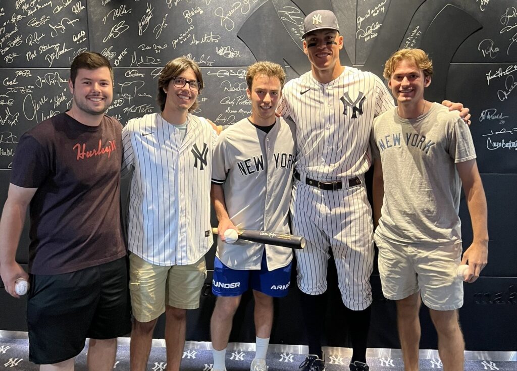 Aaron Judge with fans who caught his 60th home run ball