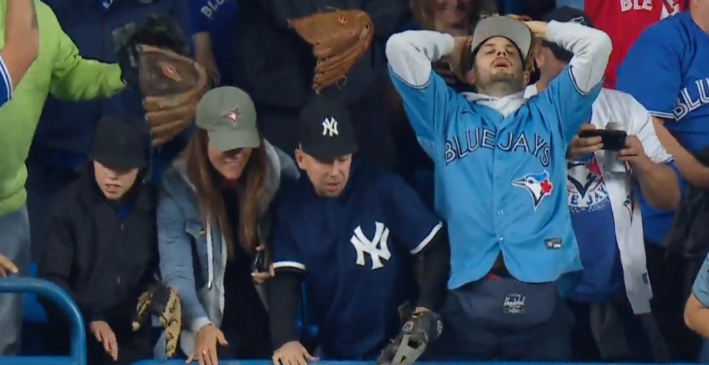 Frankie Lasagna after missing to catch Aaron Judge's 61st HR ball