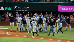 Aaron Judge after hitting his 62nd home run in Arlington.