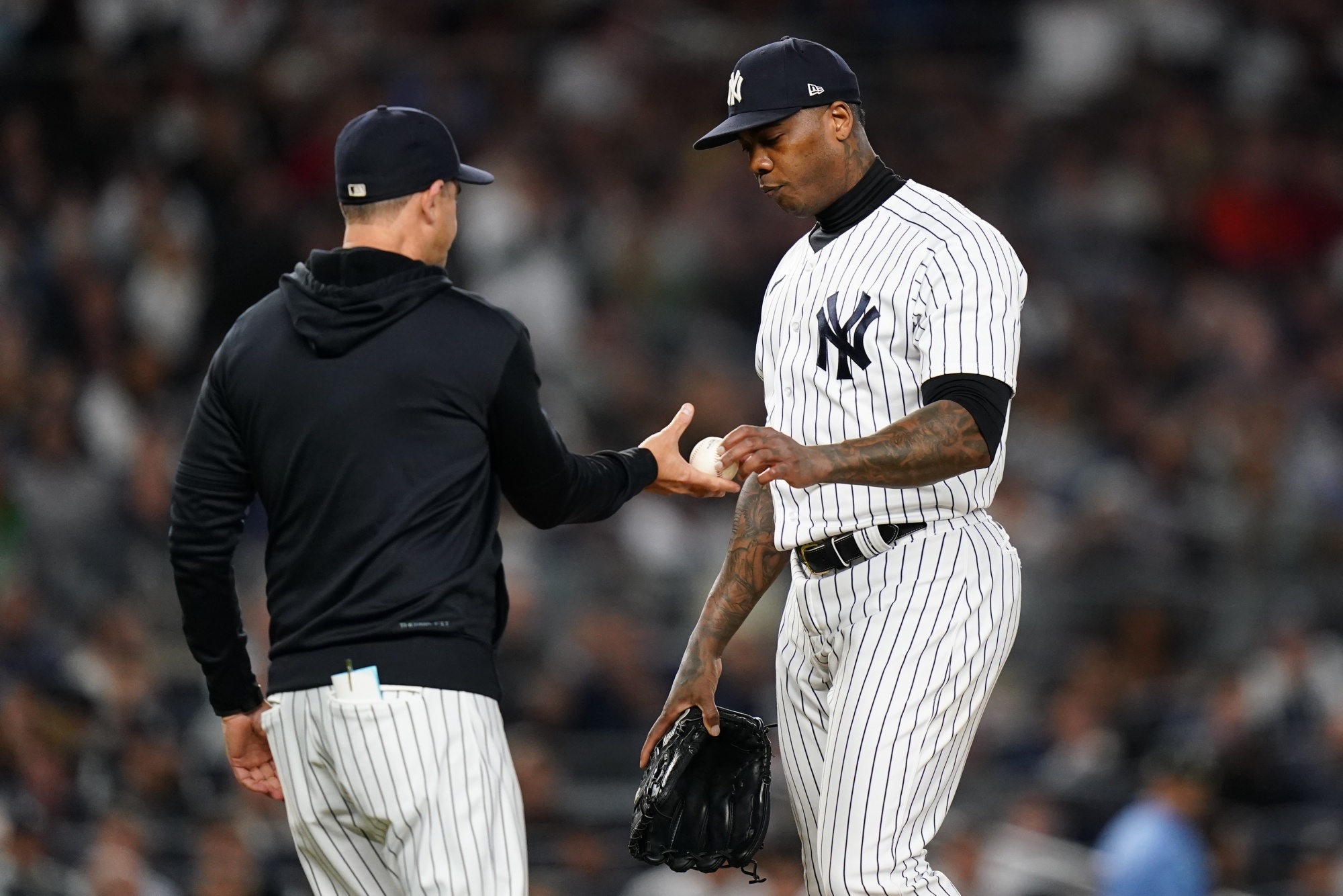 Yankees' Aroldis Chapman, at home prepping for possible return