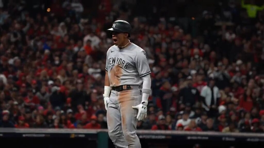 Oswaldo Cabrera's reaction after first playoff homer is amazing.