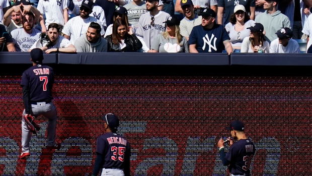 The Guardians' players in argument with fans at Yankee Stadium