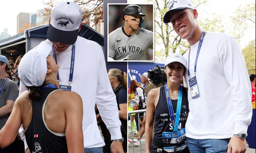 Aaron Judge with wife-Samantha Bracksieck after she completed 2022 New York City marathon