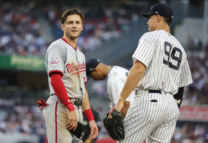 Aaron Judge and Trea Turner at a Yankees vs Nationals game.