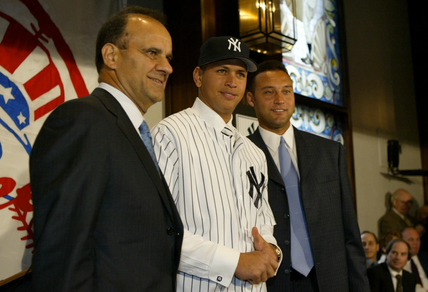 Joe Torre with Alex Rodriguez and Derek Jeter in 2006