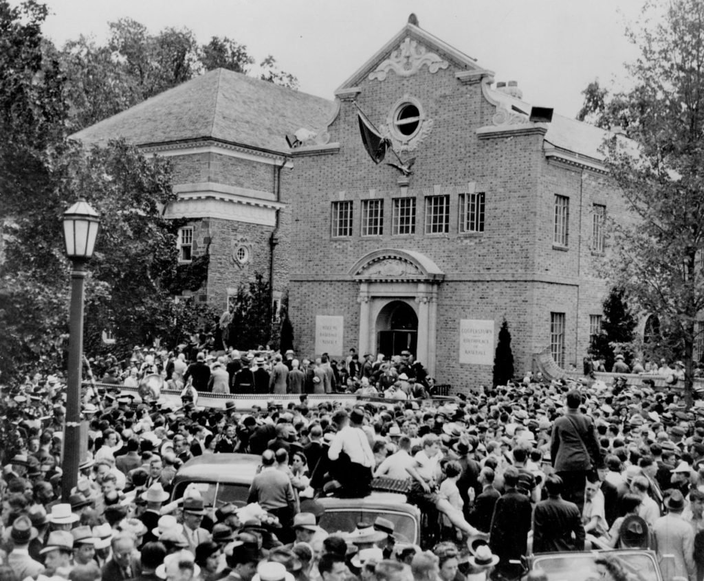 The baseball world dedicates the National Baseball Hall of Fame and Museum, June 12, 1939.
