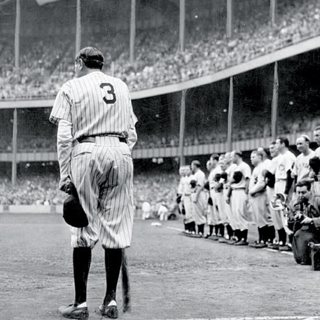 Babe Ruth en su último día en el Yankee Stadium.