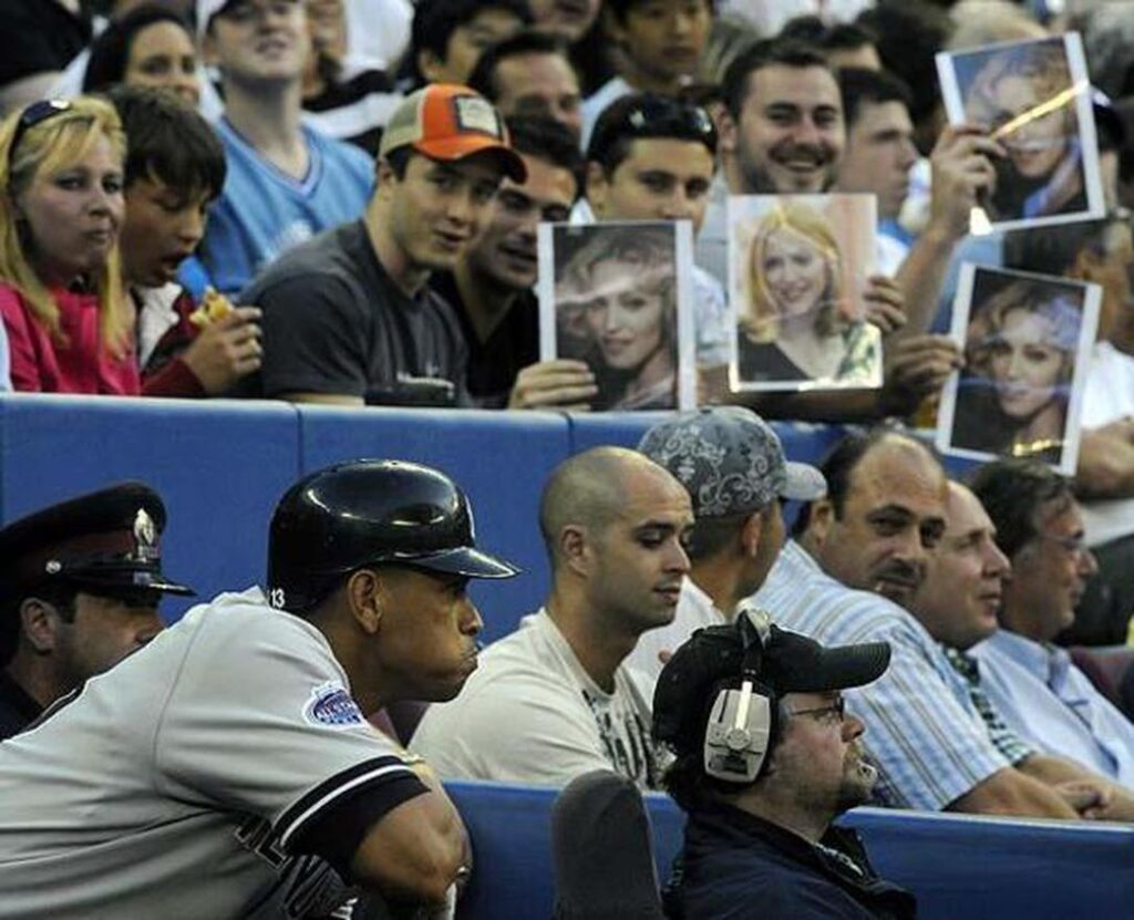 Red Sox fans are taunting Alex Rodriguez with images of singer Madonna.
