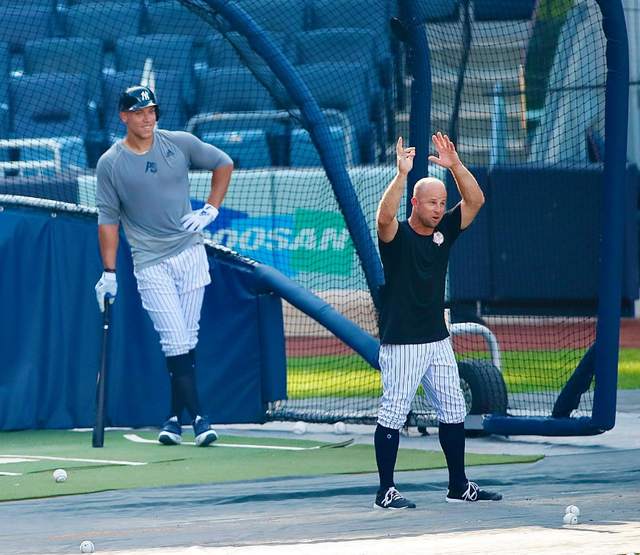 Aaron Judge during a Yankees training session.
