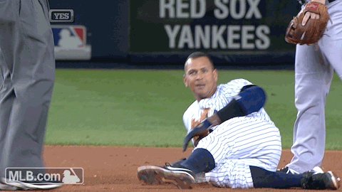 Alex Rodriguez is in a funny pose