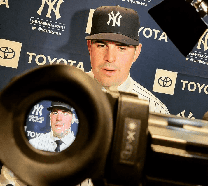 Carlos Rodon at Yankee Stadium during his formal introduction ceremony.