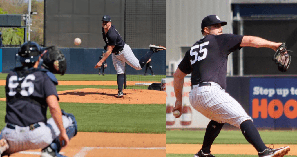 Carlos Rodon at his first Yankees official live training at George M. Steinbrenner Field on Feb 18. 2023.