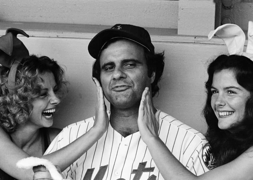 Joe Torre is seen with fans while playing for the Mets in the 1970s.