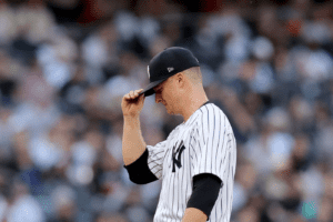 Yankees starter Clarke Schmidt is at Yankee Stadium after his dismal pitching against the Angels on Apr 18, 2023.