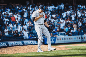 Yankees starting pitcher Clarke Schmidt at Yankee Stadium.