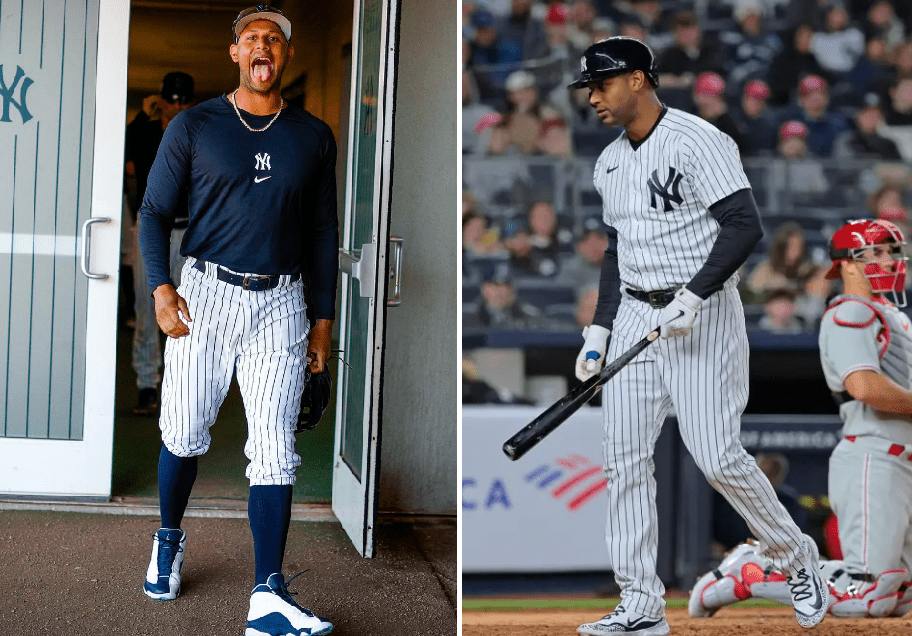 Aaron Hicks' muscles are so big that his shirt can barely contain