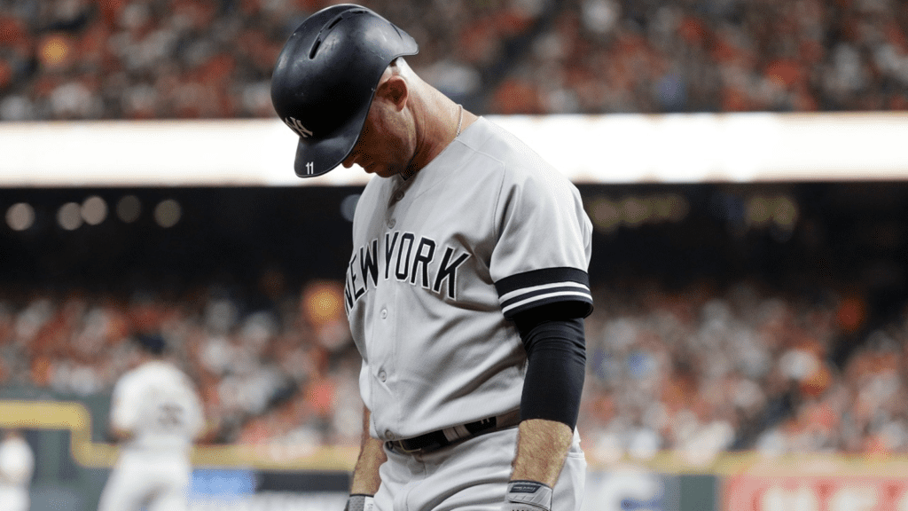 A dejected Aaron Judge after a loss for the Yankees.