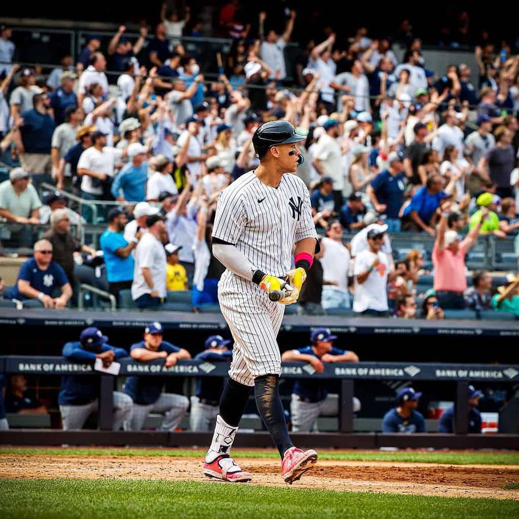 Aaron Judge hit two home runs for the Yankees against the Rays at Yankee Stadium on May 14, 2023.