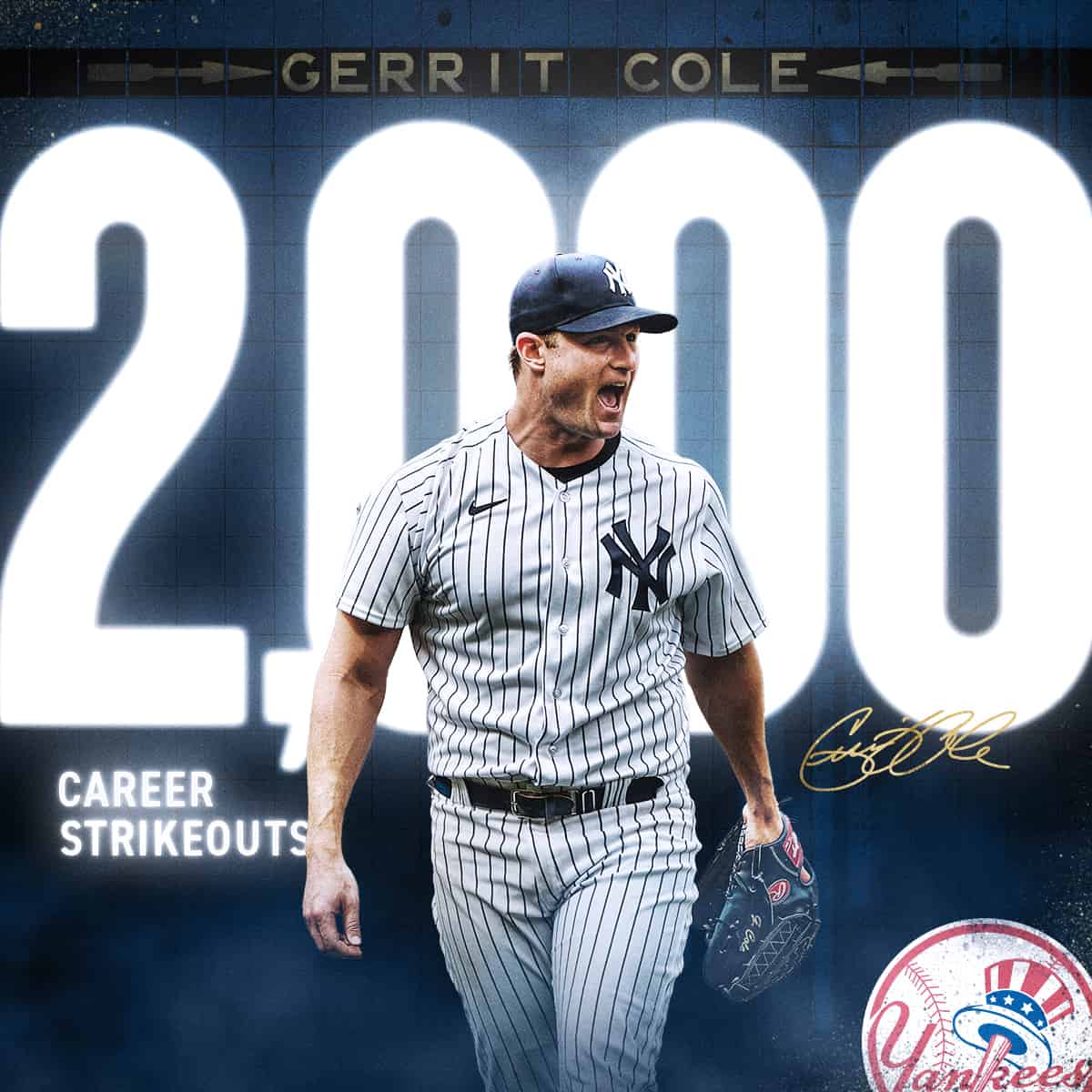 Gerrit Cole Reaches 2,000 Strikeouts, 3rd All-time Pitcher