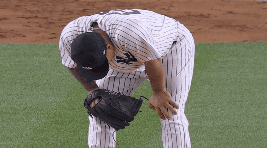 Yankees starter Nestor Cortes after allowing a a home run in the seventh aagainst the Orioles on May 24, 20234, at Yankee Stadium.