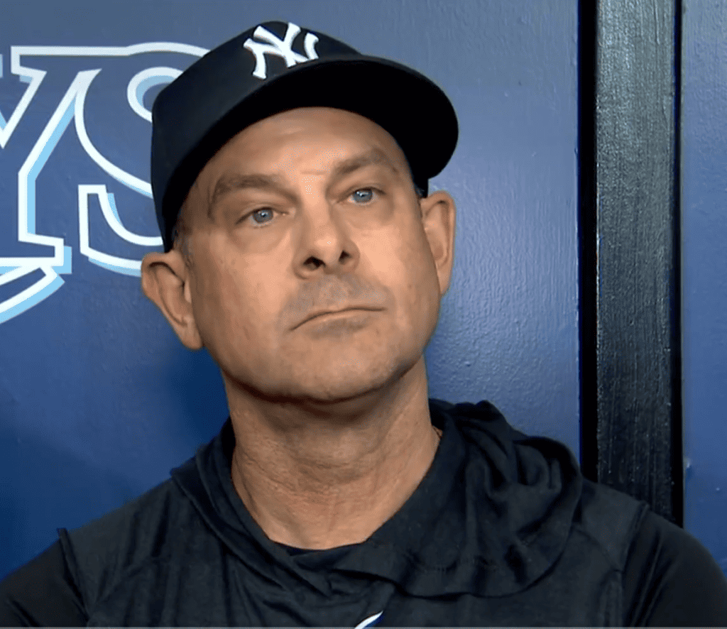 Yankees manager Aaron Boone after his team lost to the Rays on May 7, 2023, at Tropicana Field.