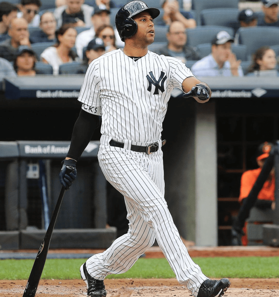 Aaron Hicks of the New York Yankees is at Yankee Stadium in 2022.