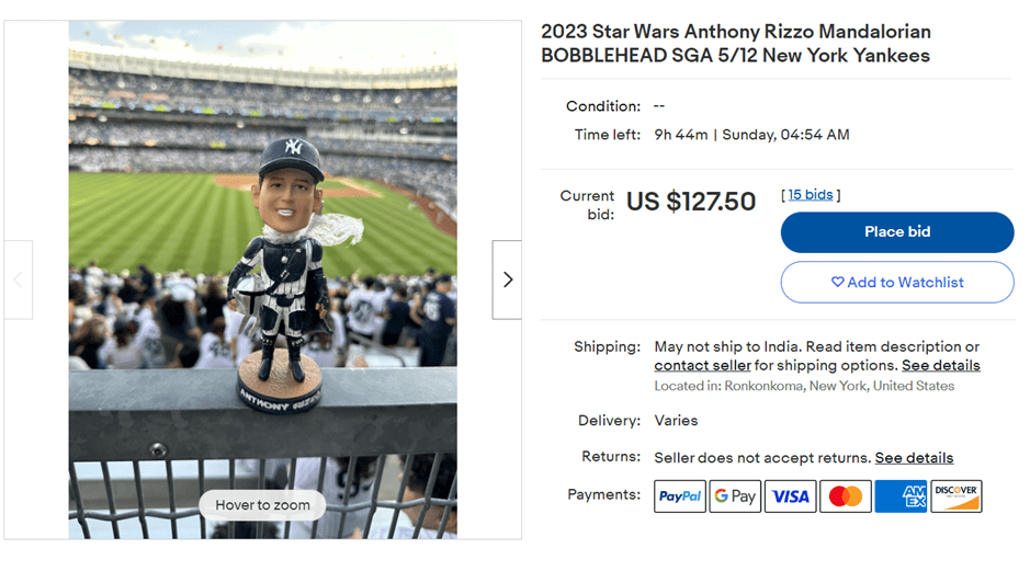 Yankees Anthony Rizzo Bobblehead » Moiderer's Row : Bronx