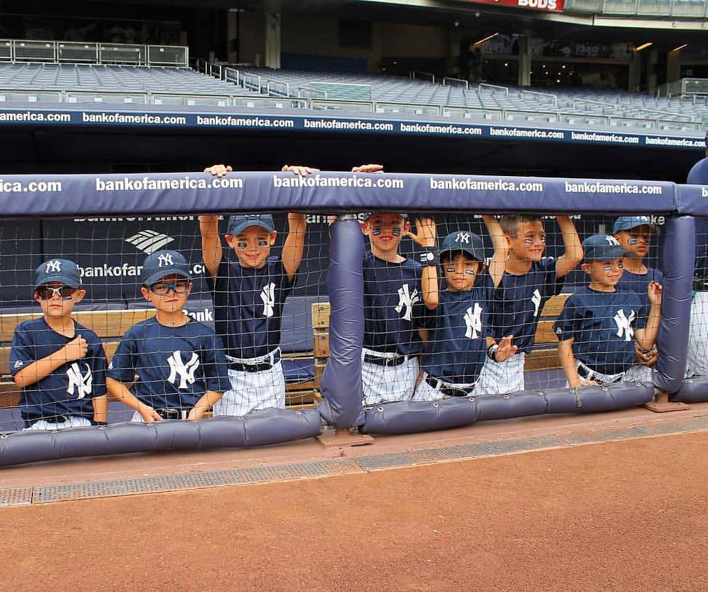 Youngsters at a Yankees summer camp at Yankee Stadium.