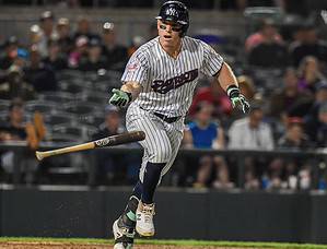 Harrison Bader of the New York Yankees at his rehab game for Somerset Patriots on June 16, 2023.