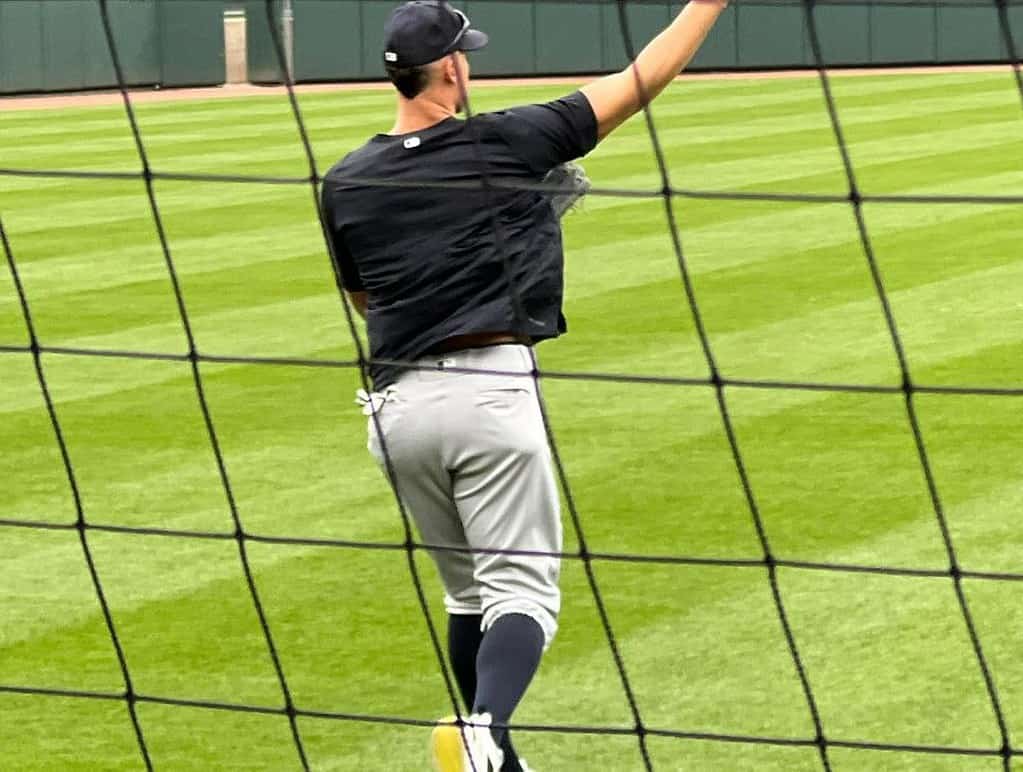 Yankees captain Aaron Judge at a training session.