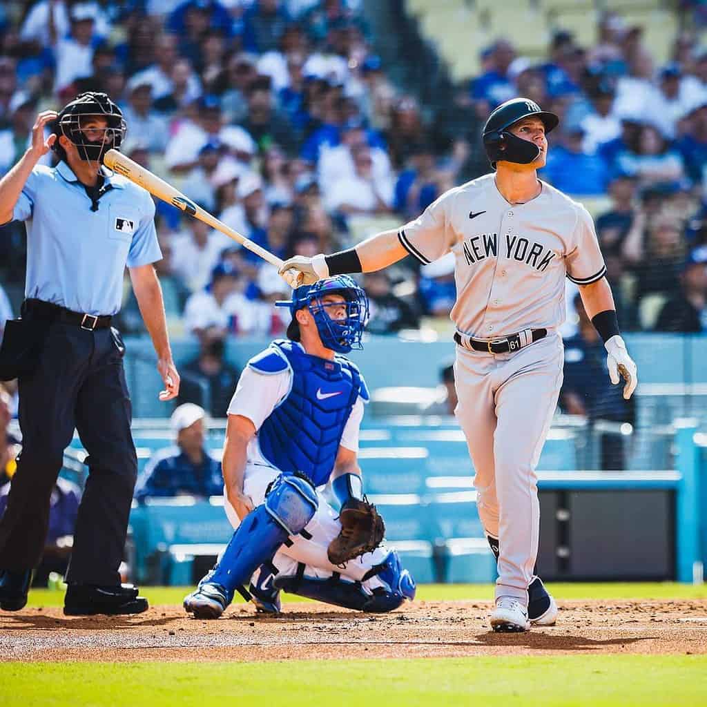 Jake Bauers hit two home runs against the Dodgers helping the Yankees win 6-3 on June 3, 2023, in Los Angeles.