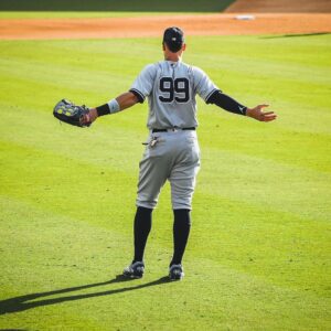 Aaron Judge of the Yankees at Dodger Stadium on June 3, 2023.