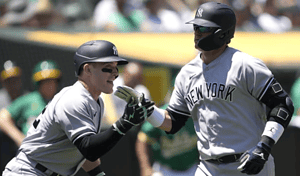 Yankees players during the game against A's, Thursday, June 29th