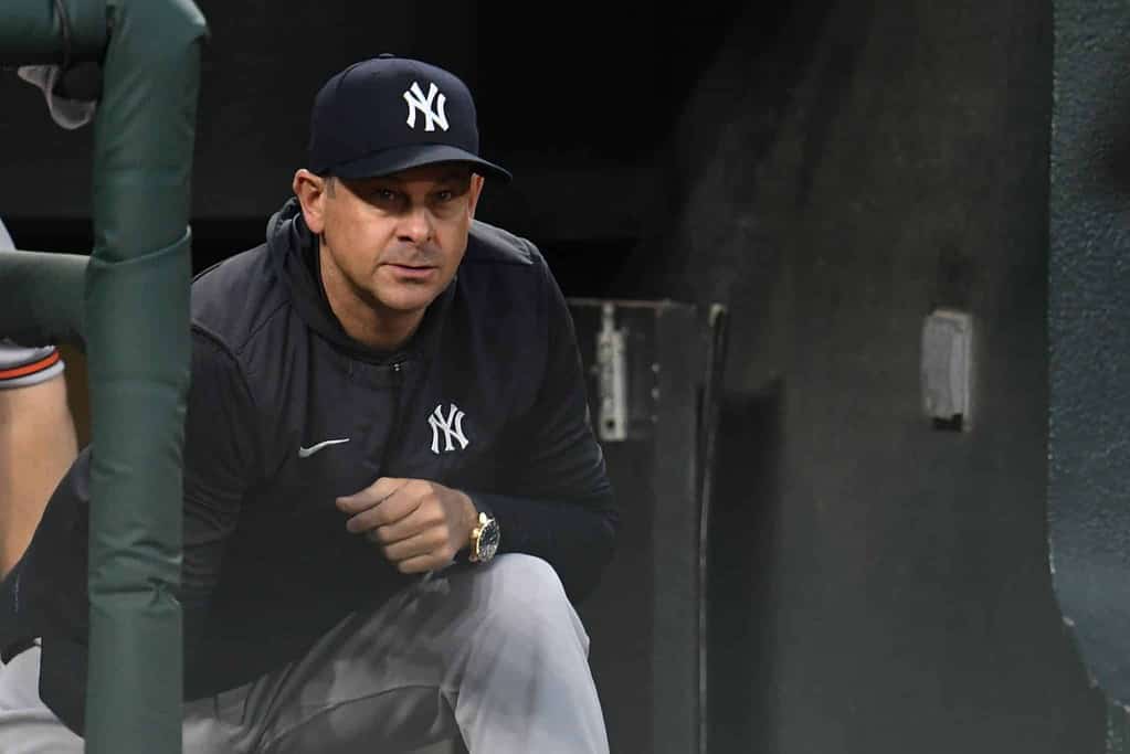 Aaron Boone during a Yankees game