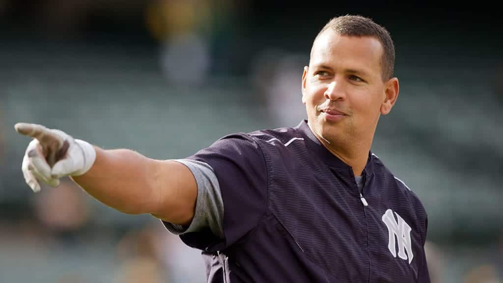 Alex Rodriguez practicing at first base