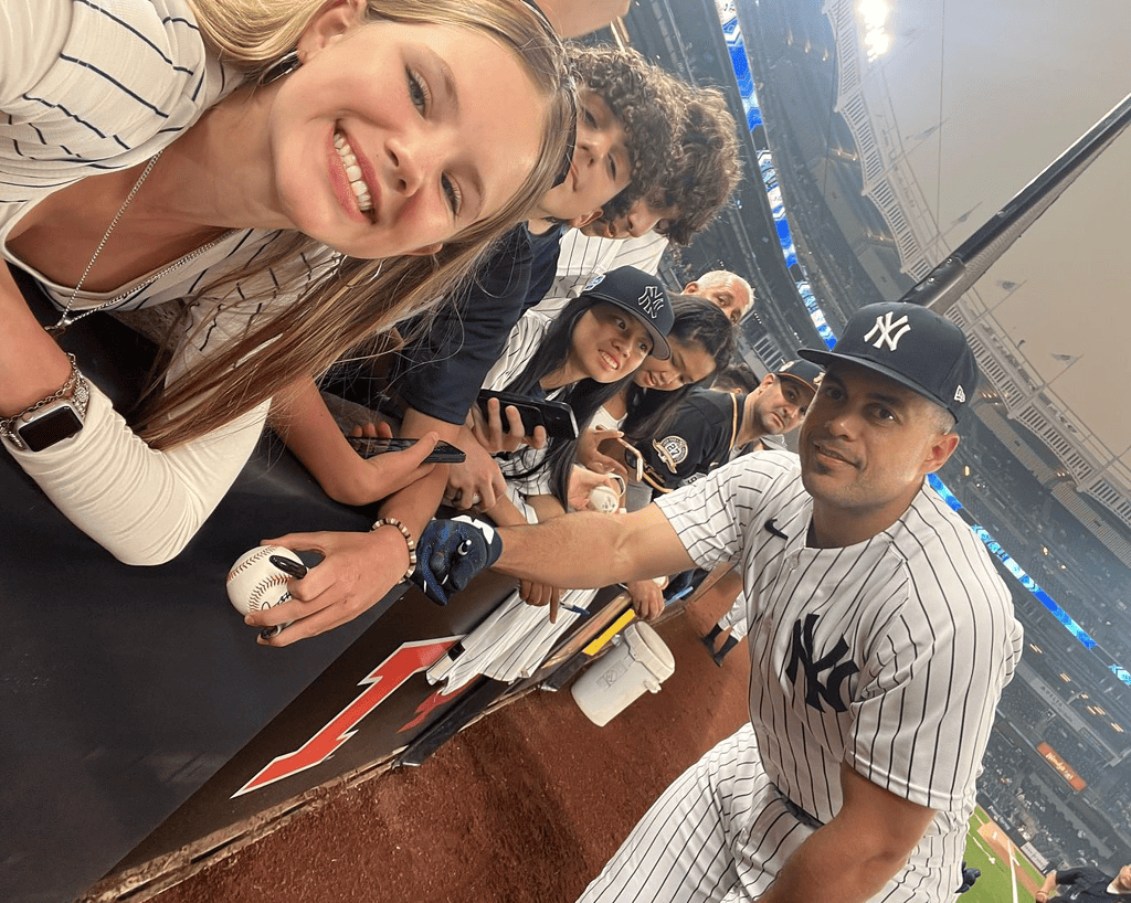 Giancarlo Stanton is with fans at Yankee Stadium on June 22, 2023.