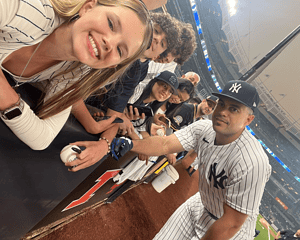 Giancarlo Stanton is with fans at Yankee Stadium on June 22, 2023.