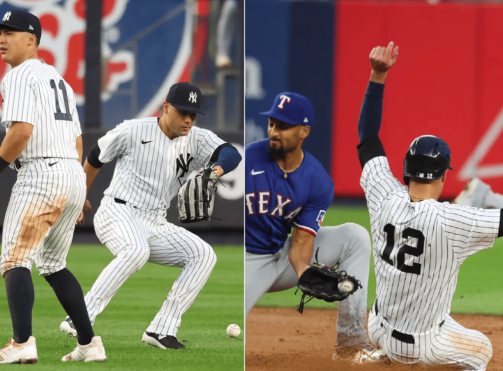 Yankees’ Kiner-Falefa ends up with a defensive and a base-running error against Texas at Yankee Stadium on June 23, 2023.