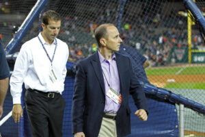 Mets' GM Billy Eppler is with Yankees GM Brian Cashman when he was in the Bronx.