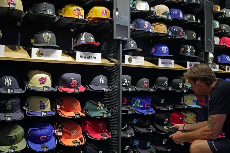 Caps are displayed for sale at a store in London, Thursday, June 15, 2023