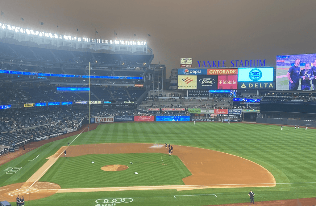 Haze engulfs Yankee Stadium as the Yankees host the White Sox on June 6, 2023.