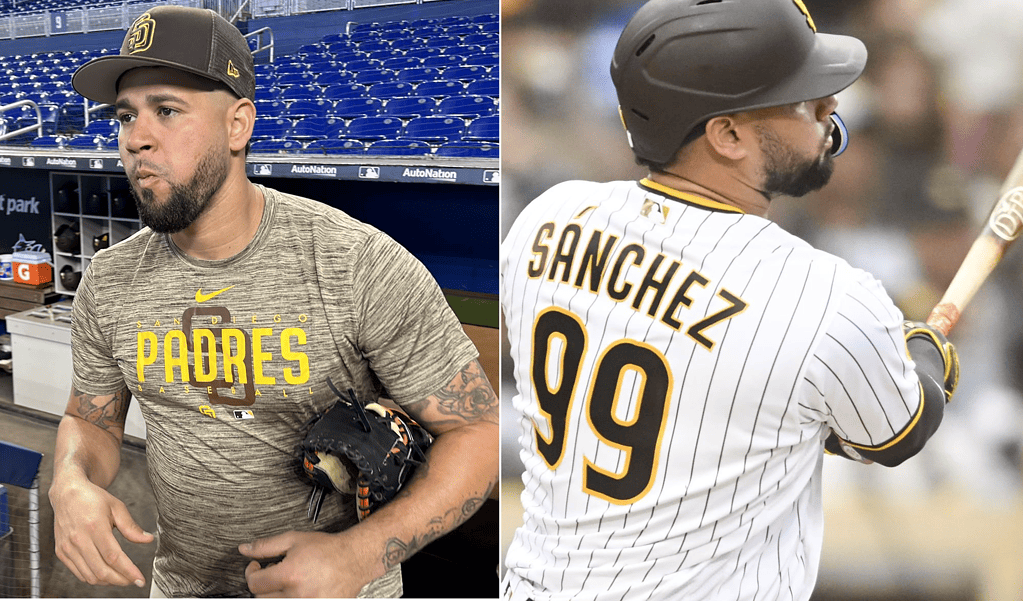 El ex de los Yankees Gary Sánchez viste el uniforme de los Padres de San Diego.
