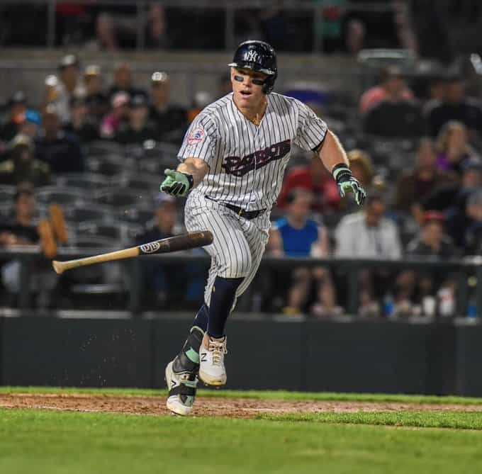 Yankees' player Harrison Bader in action for Somerset Patriots, on Sunday, June 17th.