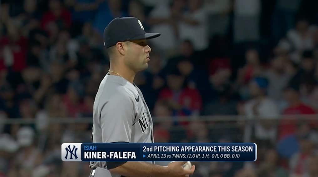 Yankees Isiah Kiner-Falefa is ready to pitch for the second time on June 16, 2023, at Fenway vs. Red Sox.