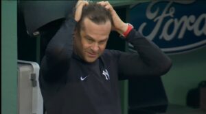 Yankees manager Aaron Boone at Fenway Park on June 16, 2023.