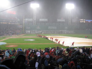 Bad Weather Delays Yankees vs. Red Sox Game: Rain at Fenway Park.