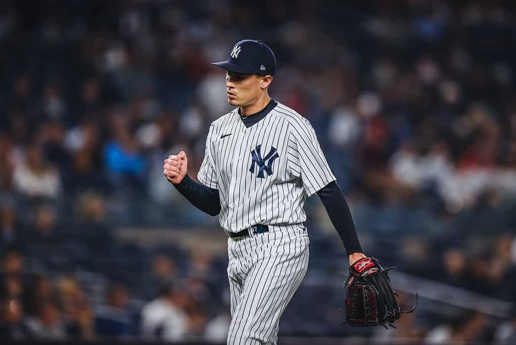 New York Yankees' player in action against Boston Red Sox