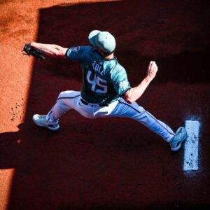 Yankees' Gerrit Cole pitching at 2023 All-Star Game.