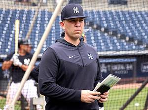 3/15/22 - New York Yankees hitting coach Dillon Lawson during practice at George M. Steinbrenner Field, the Yankees Spring Training home in Tampa, Florida.