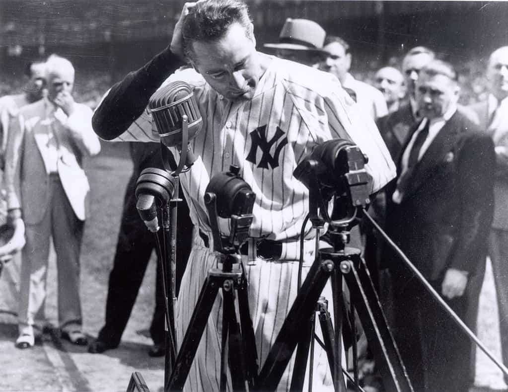July 4, 1939: Lou Gehrig says farewell to baseball with 'Luckiest Man' speech at Yankee Stadium.